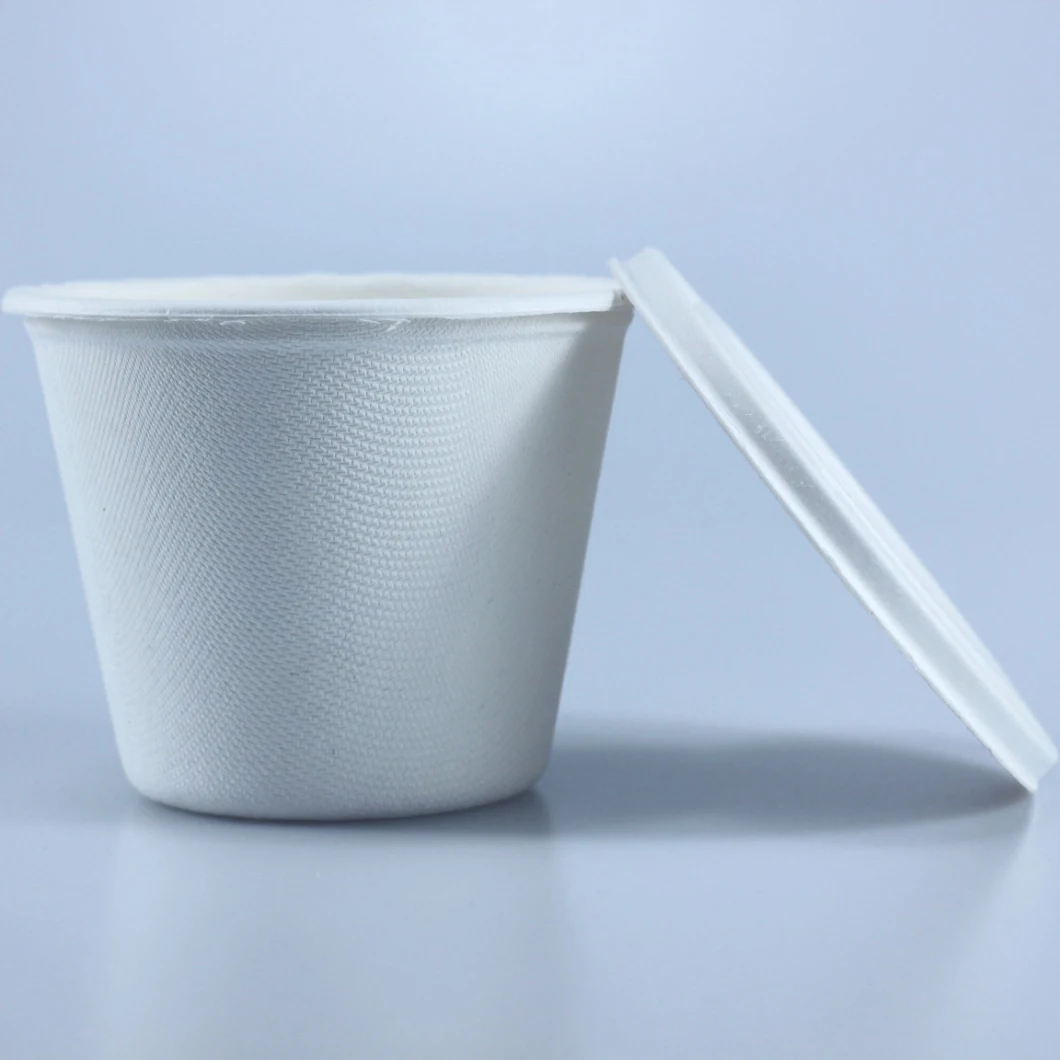 New Style 16oz Biodegradable Bagasse Disposable Pulp Paper Soup Cups and Lid