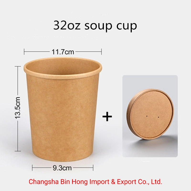 8oz 12oz 16oz Kraft Paper Soup Cup with Paper Lid