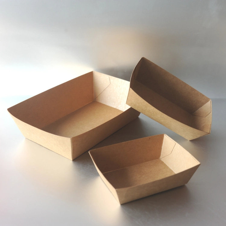 Factory Price of Disposable Kraft Paper Food Tray/ French Fires Boat/ Fast Food Tray