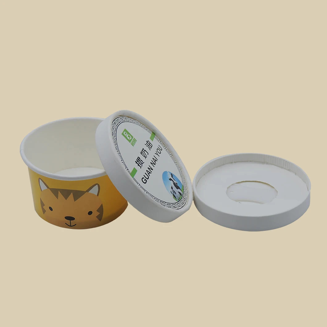 PE Coating Ice Cream Container Paper Cup with Lid