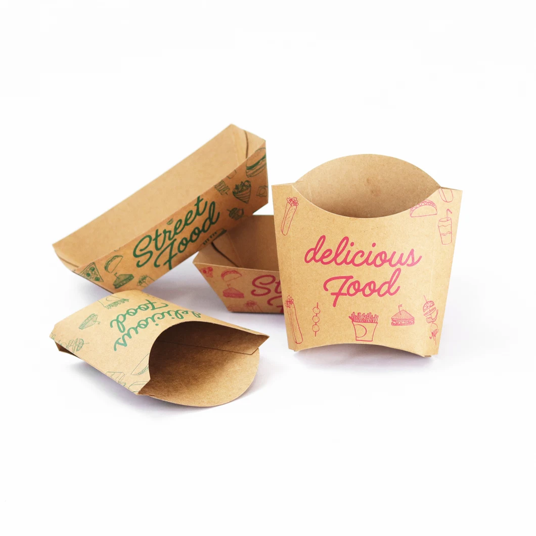 Custom Logo Printing Biodegradable Disposable Kraft Boat Shape Hot Dog Recycled Paper Tray for Food