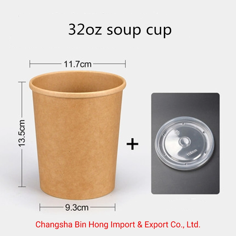 8oz 12oz 16oz Kraft Paper Soup Cup with Paper Lid