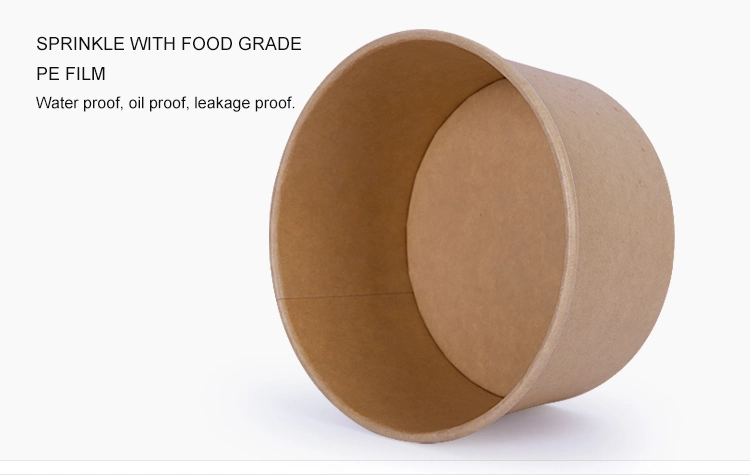 Customized Size Food Grade Disposable Kraft Paper Bowl for Fast Food Take Away Food Salad Cookies Fruits Vegetables