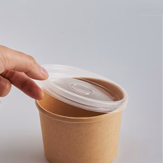 Cubo de palomitas de maíz de papel Kraft de taza de una sola pared compostable biodegradable ecológico para sopa caliente