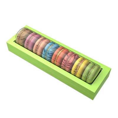 Embalaje personalizado Caja de papel Cartón Macron Cake Bakery Nuts Candy Caja de chocolate con ventana transparente de PVC