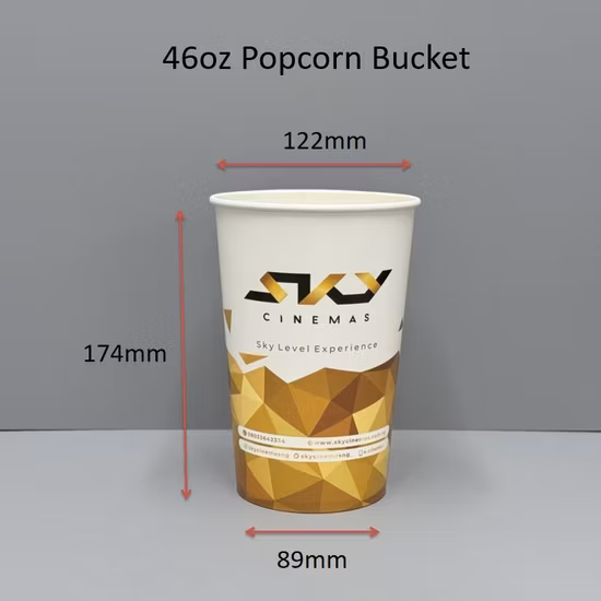 Cubo de caja de palomitas de maíz de paquete de contenedor de pollo de papeles de plástico rosa compostable desechable