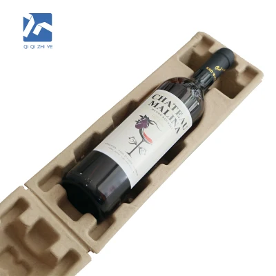 Botella de vino de papel para envíos de pulpa moldeada Bandeja de contenedor biodegradable de pulpa de bambú